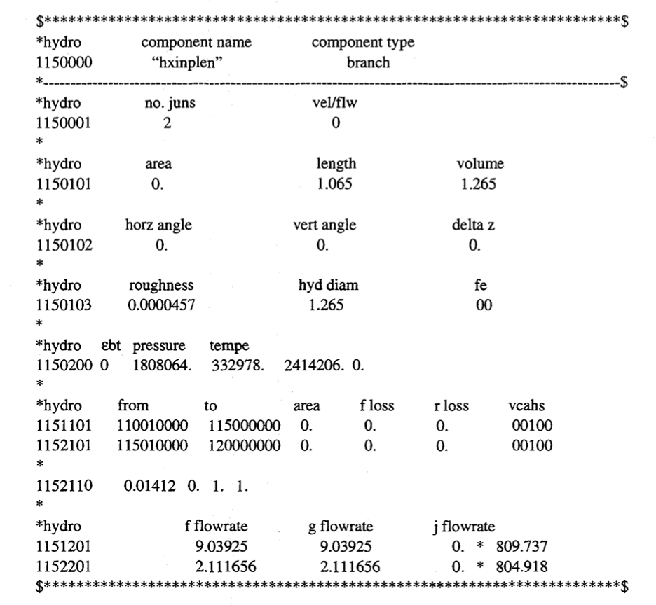 RELAP5 punch card style data input