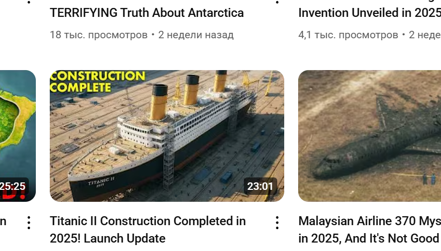 AI-generated YouTube channel with dozens of documentary-style videos