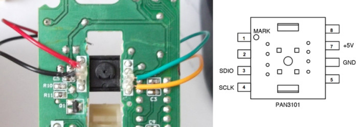 Captured image from optical sensor showing paper texture