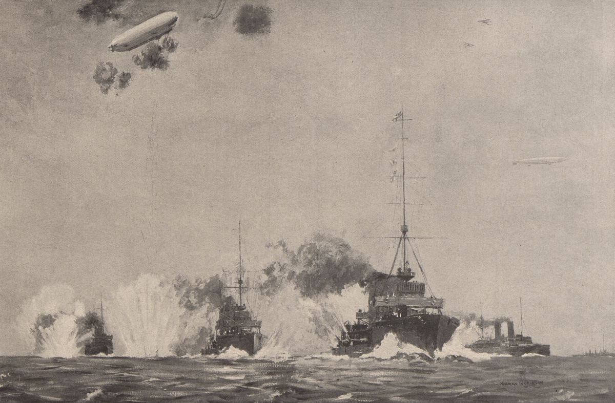 Цеппелин L-6 пытается атаковать отходящую британскую эскадру