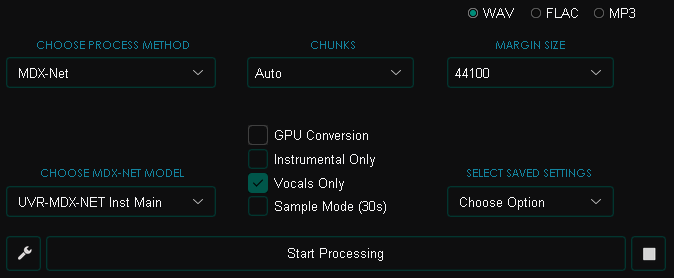 Ultimate Vocal Remover settings 2