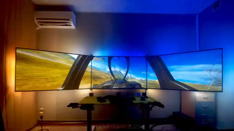 Overview of the three-screen setup