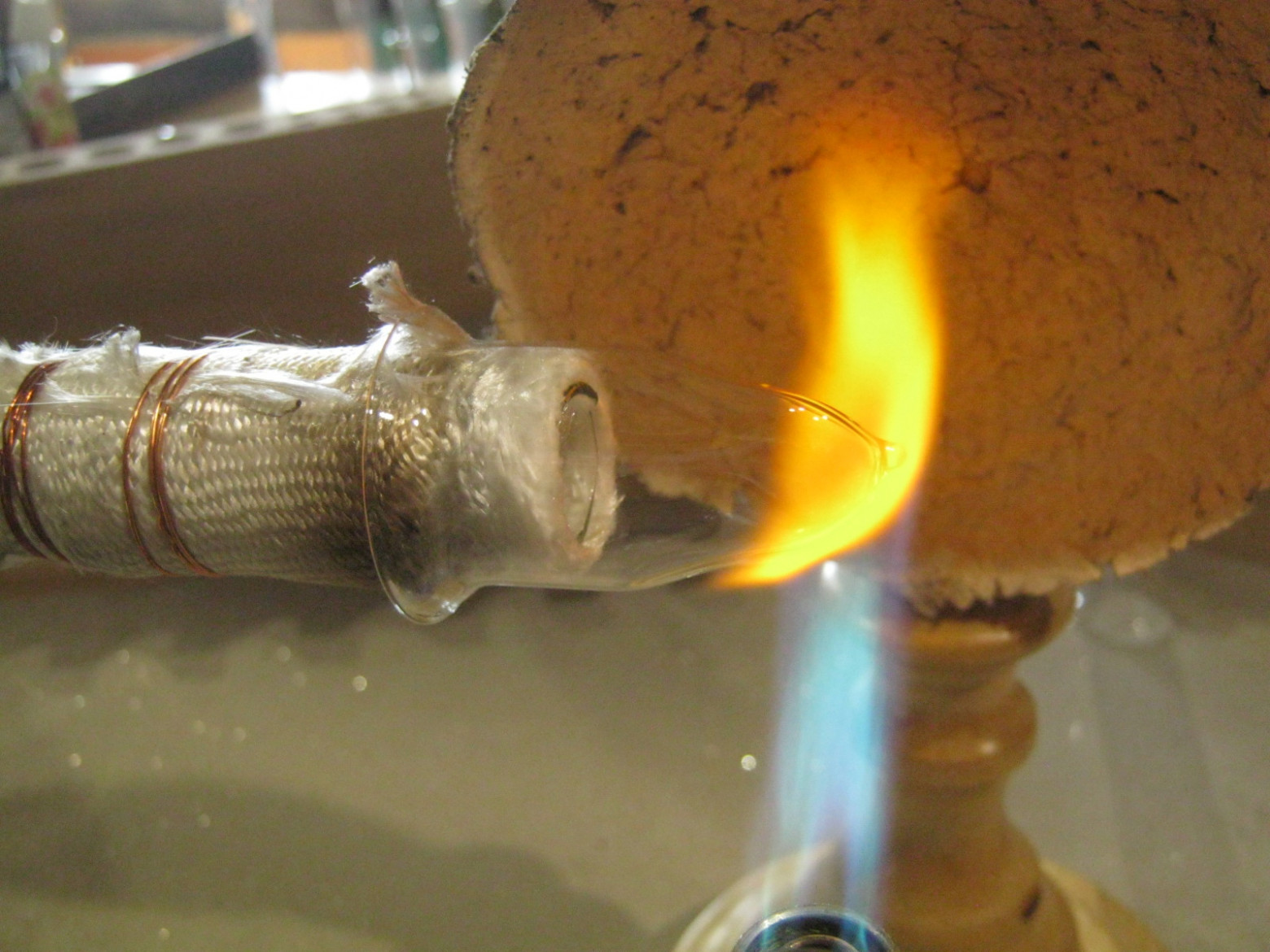 Glass insulators on leads