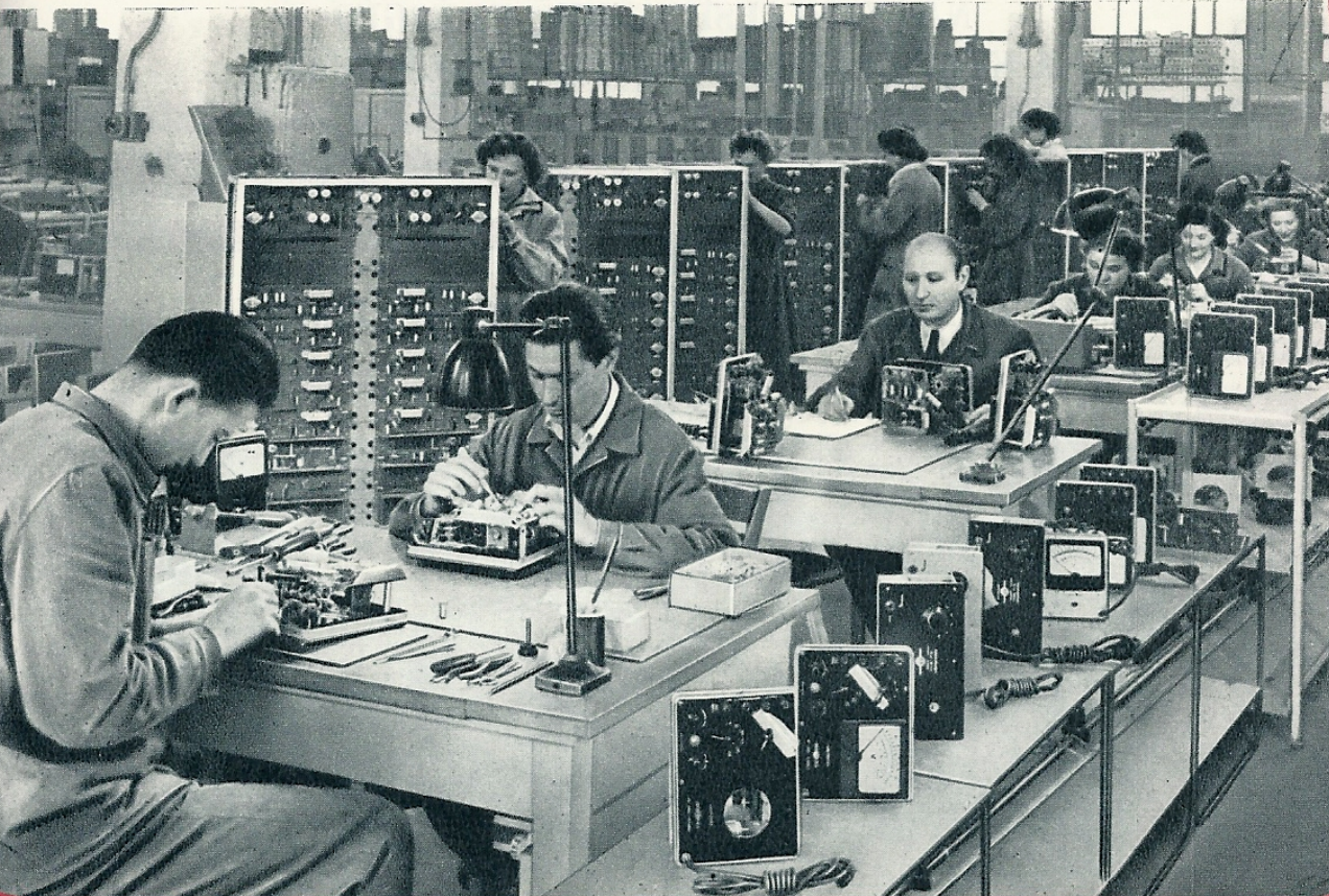 EMG factory floor, 1959