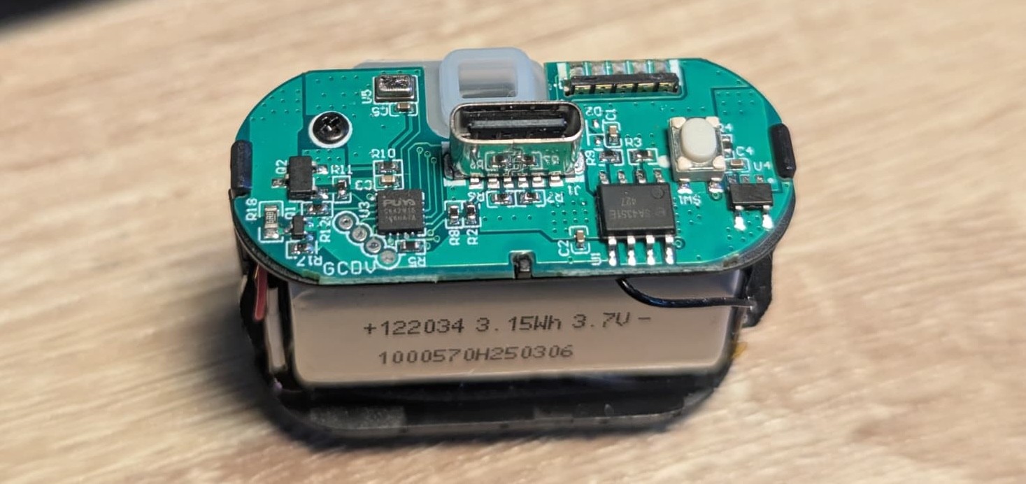 Disassembled disposable vape showing the PCB