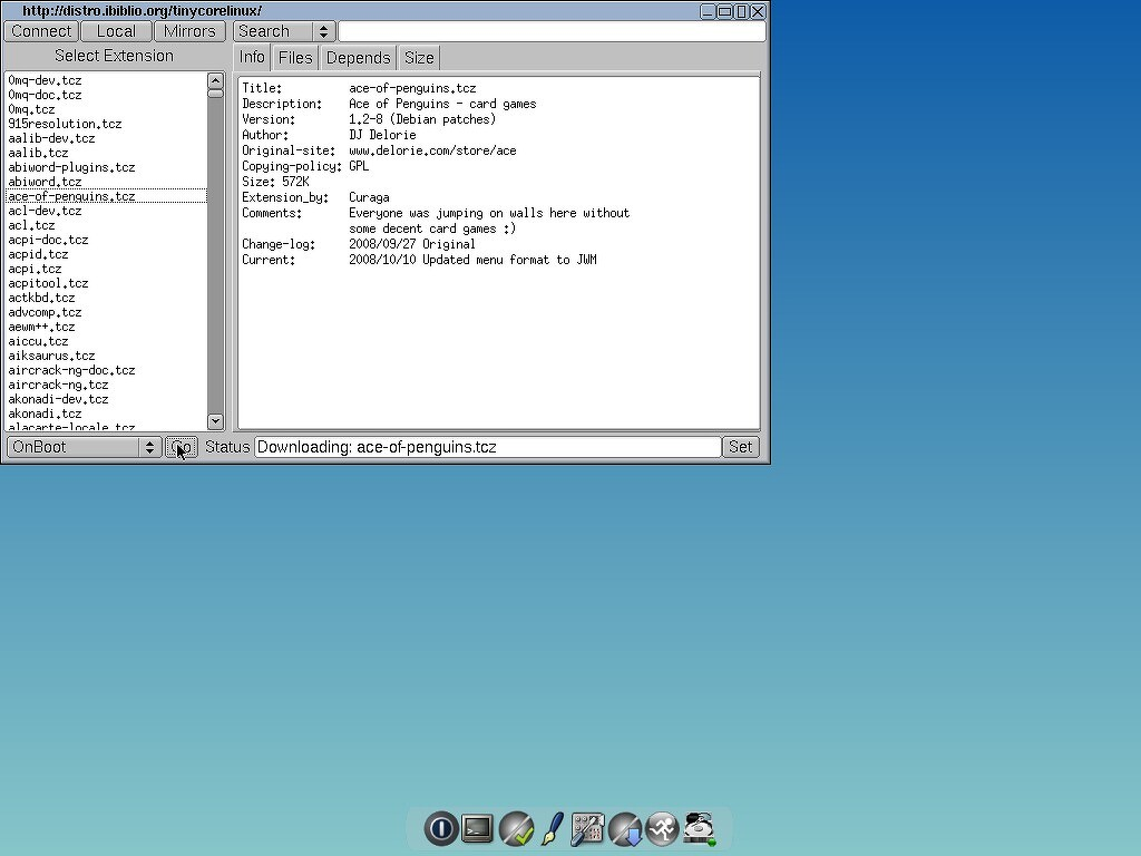 Tiny Core Linux application manager