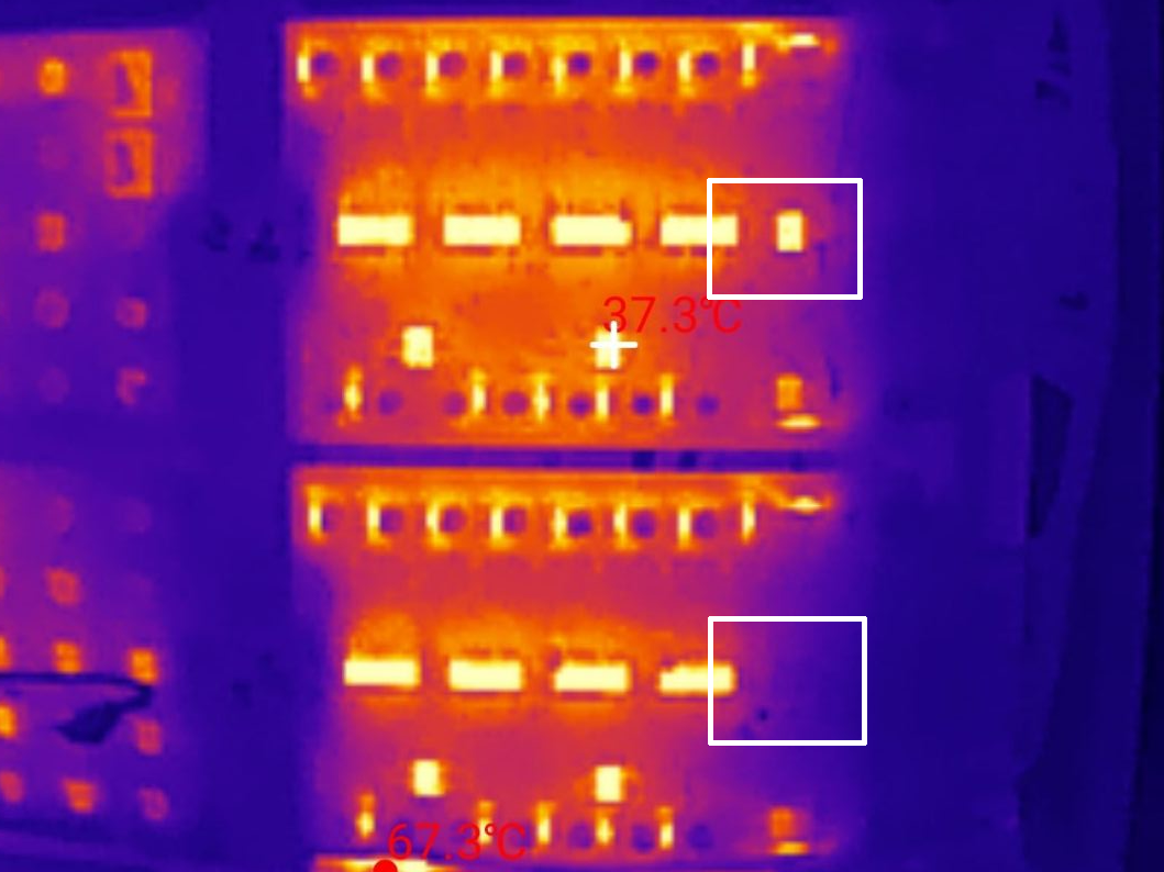Thermal imaging of the defective chip