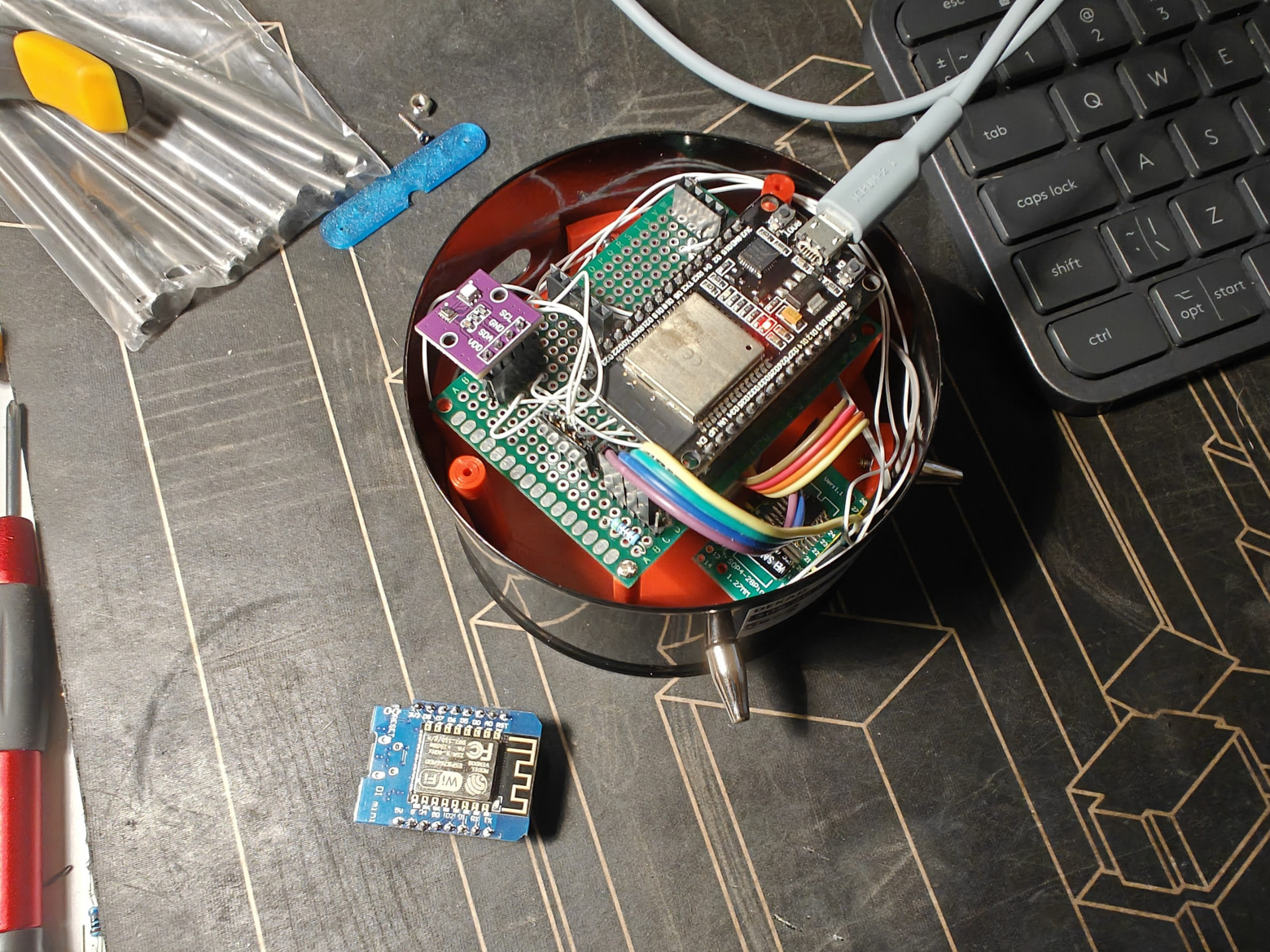 Backlight comparison — warm filament vs WS2812B