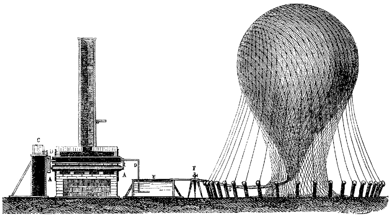 Для наполнения военных аэростатов нужно было всё же строить специальные центры поблизости от линии  боевого соприкосновения