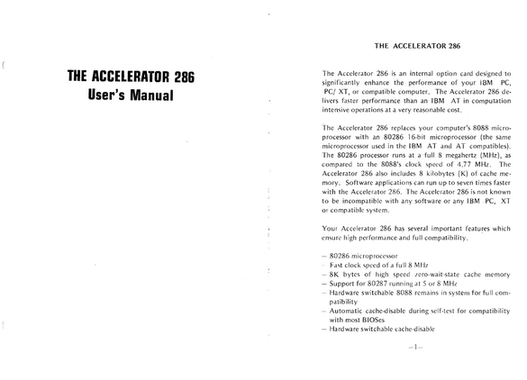Accelerator 286 instruction manual