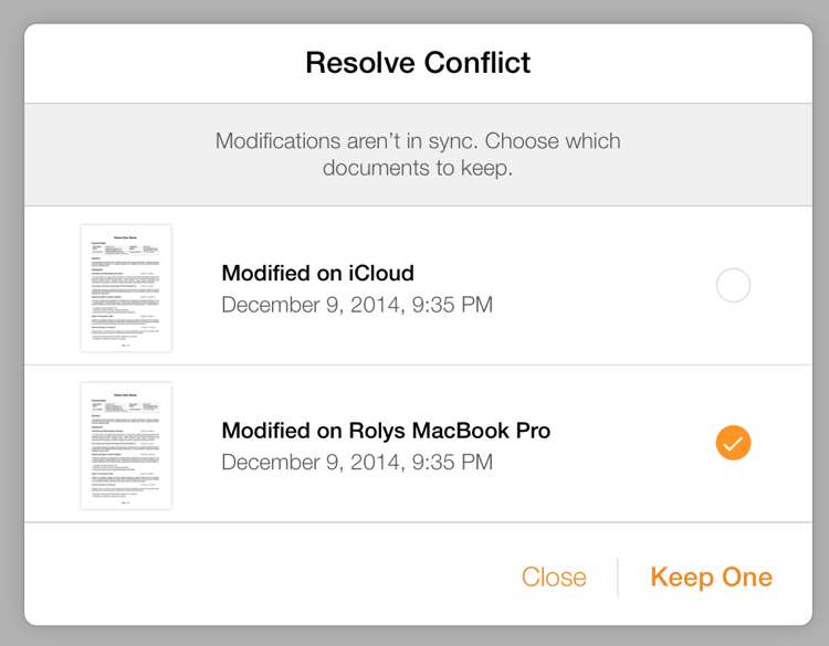 iCloud conflict
