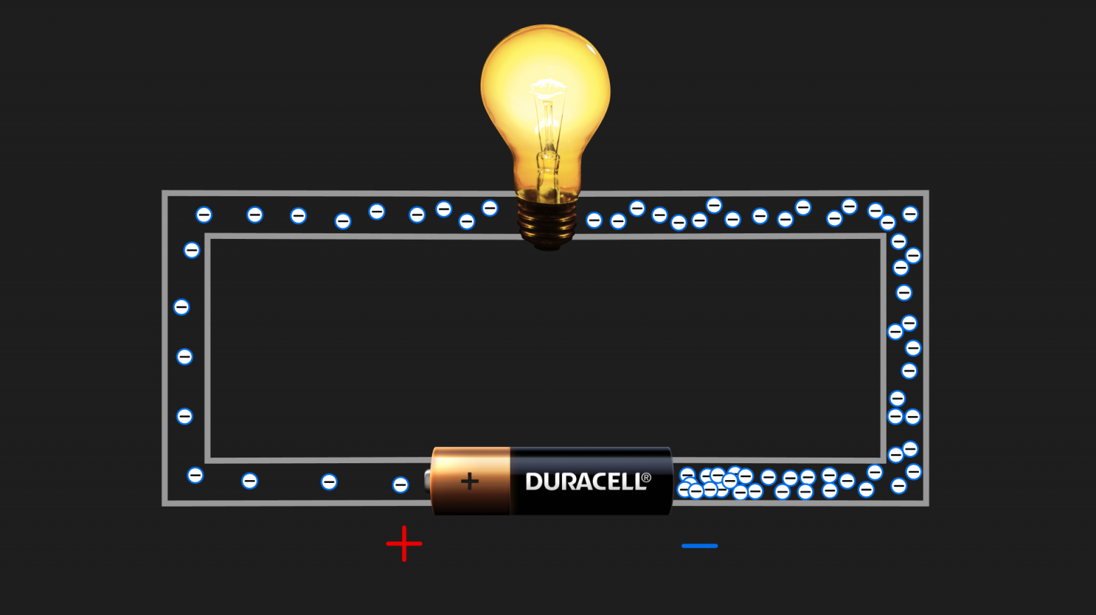 Battery and lightbulb