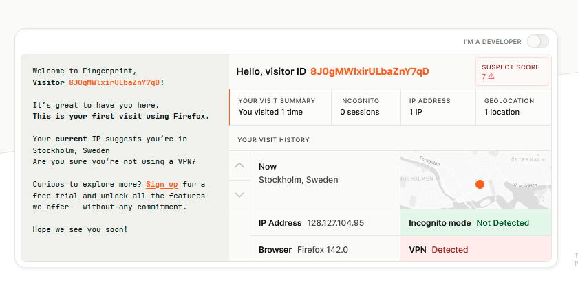 Panopticlick results