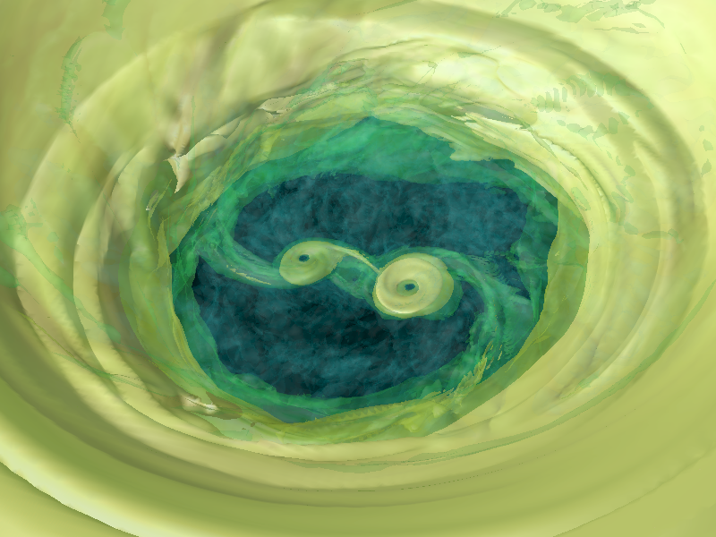 Young binary star simulation