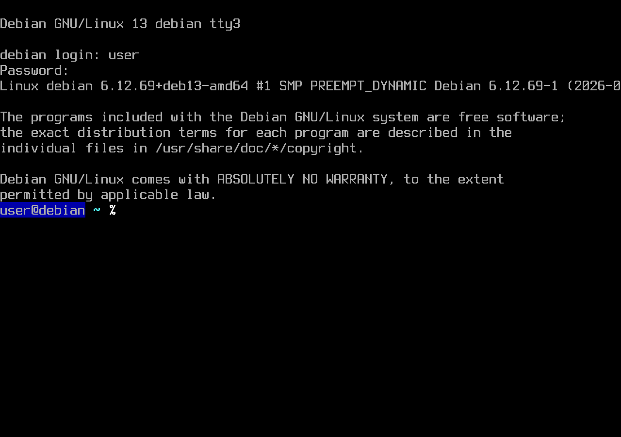 Virtual terminal screenshot